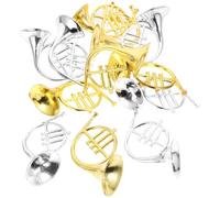 BESPORTBLE 12 Pièces D’Ornements Miniatures Cor D’Harmonie 12 CM en Plastique Décoration Suspendue pour Sapin de Noël Accessoire Festif pour Couronne et Fête Mini Instruments Dorés et