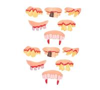 BESPORTBLE 12 pièces Fausses Dents Halloween Accessoires Costume Dentier Simulation Portable pour Fête Cosplay Zombie Vampire Décorations Horrifiques pour Soirée Thème Peur