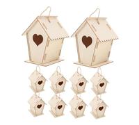 BESPORTBLE 12 pièces Kit Nichoir à Peindre pour Garçon Fille DIY Nichoirs Suspendus Miniatures pour Jardin Activité Créative Manuelle et Décoration Extérieure
