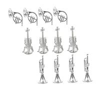 BESPORTBLE 12 Pièces Miniatures Instruments de Musique Décoratifs Ornements de Noël pour Sapin Couronne DIY Violon Trompette et Trombone Argentés