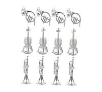 BESPORTBLE 12 Pièces Ornements Miniatures Instruments de Musique pour Sapin de Noël Violon Trompette et Argentés Décoration Festive Délicate et Compacte pour Guirlandes et Arbres de Noël