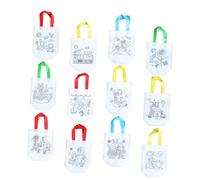 BESPORTBLE 12 Pièces Pliable Non Tissé pour Coloriage DIY Shopping Réutilisable avec Motifs Variés Grand Volume pour Garçon Fille et Rangement Créatif