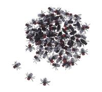 BESPORTBLE 120 Pièces Mouches Factices Noires Réalistes Plastique Jouets Insectes pour Blagues Décoration Halloween et Poisson Avril Réutilisables et Faciles à Nettoyer Accessoires de Fête