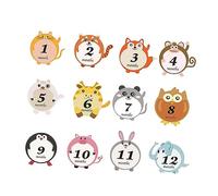 BESPORTBLE 12pièces Autocollants De Mois Pour Garçon Fille Décalcomanies De Mois Motif Animal Dessin Décor Autocollant Garçon Fille Pratique