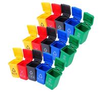 BESPORTBLE 15 Pièces Poubelle Miniature de pour Maison de Poupée Bac à Recyclage Plastique Sécurisé Accessoire Éducatif pour Garçon Fille Modèle Décoratif pour Scène Miniature