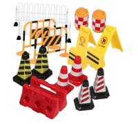 BESPORTBLE 18 pcs Mini Cônes de Signalisation et Panneaux Routiers Miniatures Jouets Éducatifs de Sécurité Routière pour Garçon Fille Accessoires de Construction et Routiers Adaptés Classe