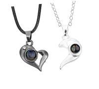 BESPORTBLE 1Paire Colliers Pour Couples De Projection Amour Langues Aime Et Argentée