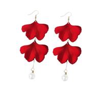 BESPORTBLE 1Paire Stylish Ginkgo Leaf Earrings With Pearl Accents Elegant Chinese Inspired Ear Hooks For Women For Year Celebrations