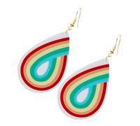 BESPORTBLE 1Paire Teardrop Acrylic Earrings For Women Rainbow Design Stylish Dangle Jewelry For All Occasions