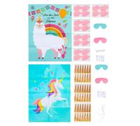 BESPORTBLE 2 Ensembles Affiche du Jeu à Épingler Thème Hawaï, Papier, Patch Oculaire, Lot de Sets, Autocollants de Jeu pour Garçon et Filles, Photo Props, Anniversaire