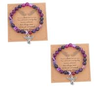 BESPORTBLE 2 Ensembles Bracelet de Perles Pierre avec Carte Commémorative Funéraire Personnalisable pour Perte Cher Bracelet de pour Femmes