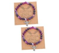 BESPORTBLE 2 Ensembles Bracelet Perles Pierre avec Carte Souvenir de pour Perte Cher Commémoratif Intime et Apaisant