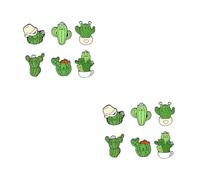 BESPORTBLE 2 Ensembles Broch De Cactus De Chat Mignon Bonjour Broche De Dessin Animé Broche Rétro Faire La Fête Épingle À Poitrine Femme Broche De Personnalité Alliage Vert 6 Pièces * 2