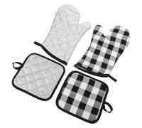 BESPORTBLE 2 Ensembles Lot de Mitaines Four Coton Extra Longues Antidérapantes avec Manique pour Cuisine Résistantes Chaleur pour Cuisson Gril Four et Barbecue