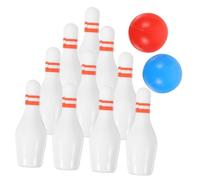 BESPORTBLE 2 Ensembles Miniature Bowling Set Décor Résine Jeux de Miniature Maison avec Boules Rouges et et Quilles Accessoire et pour Ornement de Maison et Jeux Extérieurs