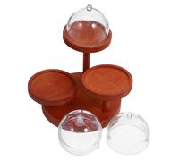 BESPORTBLE 2 Ensembles Miniature Dollhouse Cake Stand with Covered Dome Wooden Display Tray for Mini Desserts Fruit and Tea Party Kitchen Decor