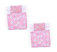 BESPORTBLE 2 Ensembles Mobilier Miniature pour Maison de Poupée avec Lits Superposés Complète avec Draps Oreillers et Couvertures Décor Chambre Poupée Kit Daccessoires pour Jeu et Décoration