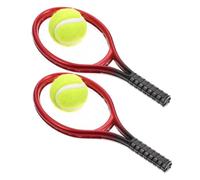 BESPORTBLE 2 Ensembles Set de Mini et Balles de Tennis pour Décoration de Maison de Poupée Accessoires Miniatures Rouges