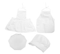 BESPORTBLE 2 Ensembles Tenues Chef Garçon Fille avec Tablier Blanc et Chapeau de Cuisine Costume Garçon Fille pour Photographies et Fêtes Tenue de Jeu de Rôle Cuisine pour Mois