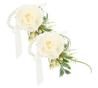 BESPORTBLE 2 Fleur De Poignet Réception Décor De Poignet Délicat Bracelets Mariage Costume Charmant Ceinture Célibataire Spa Corsage De Mariée Stand Unité Centrale Blanche