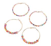 BESPORTBLE 2 Paires Boucles Doreilles Ouvertes Colorées Créoles Perles Légères pour Femme Style été Plage Mariage Accessoires Mode Fantaisie
