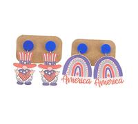 BESPORTBLE 2 Paires Boucles Oreilles Femme Independence Day Arc Ciel Thème Américain Élégantes et Artisanales pour Fête Patriotique