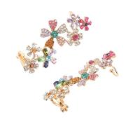 BESPORTBLE 2 Paires Boucles Oreilles Fleur Colorée avec Clip Sans Perçage Boucles Oreille Grimpeuses pour Femmes Accessoire Floral Élégant pour Fêtes et Usage
