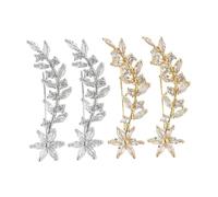 BESPORTBLE 2 paires Boucles Oreilles Grimpeuses Fleur Strassées Blanc Doré Mariage Invités Demoiselles Honneur Élégantes