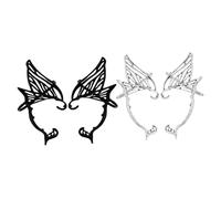 BESPORTBLE 2 paires Boucles Oreilles Manchettes Ailes Non Percées Accessoires Légers Vintage pour Femmes et Filles Confortables et Faciles à Porter Lot de Noir et Argent