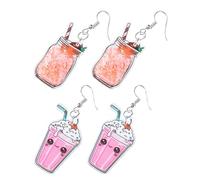 BESPORTBLE 2 paires Boucles Oreilles Pendantes Créatives Forme de Gobelet Boisson Froide Colorées et Légères Accessoires pour Femmes et Filles