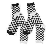 BESPORTBLE 2 Paires Chaussettes Épaisses Coton à Motifs Noir et Blanc Mi Mollet Confortables et Respirantes pour Femme Style Rétro Lot
