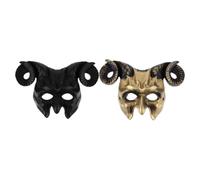 BESPORTBLE 2 pièces à de pour Halloween de Noir et Or Demi Visage Accessoire pour Costumées et Événements Cosplay