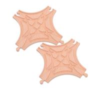 BESPORTBLE 2 Pièces Accessoires Rail Bois Multi-directionnel pour Train Extension Compatible avec Voies Bois Adaptateur de Piste pour Jeux Ferroviaires