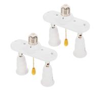BESPORTBLE 2 Pièces Adaptateur de Base de Lampe Embase à Douille E27/e26 en Pbt et Cuivre, Blanc, Interrupteur à Chaîne, Conversion Rapide pour Lampes de Table, Salons et Locaux Commerciaux