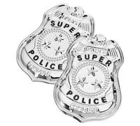 BESPORTBLE 2 Pièces Badge Policier Déguisement Cosplay Halloween Portable Décoration Argentée