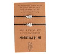 BESPORTBLE 2 Pièces Bracelet Ananas Ajustable Alliage avec Carte de Vœux Lot de Bracelets Tissés Créatifs pour Poignet Accessoire Décoratif Noir Convient à Tous Résistant Décoloration