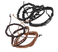 BESPORTBLE 2 Pièces Bracelet Vintage Bracelet Bandes Hommes Ancien Poignet Couche Homme À Plusieurs Niveaux Rétro Élégant or Noir Groupe Bijoux De Poignet Cuir
