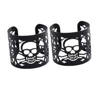 BESPORTBLE 2 pièces Bracelet Vintage Ouvert Inoxydable Noir pour Halloween Accessoire Poignet Hollow Out pour Hommes et Femmes