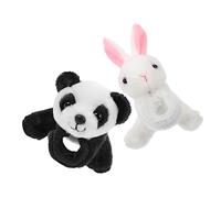 BESPORTBLE 2 Pièces Bracelets à Claquer Peluche Animaux Bandes Slap et pour Garçon Fille Accessoires de Fête et Thème Jungle Lapin Blanc Panda