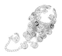 BESPORTBLE 2 Pièces Bracelets de Danse Du Ventre Argentés avec Décoratives Accessoires Féminins pour Spectacles et Costumes Ethniques Bijoux de Performance Élégants