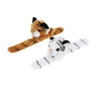 BESPORTBLE 2 Pièces Bracelets Slap Animaux Peluche Bracelet Qui Claque Décoratif Bande Cartoon Ajustable pour Garçon Fille de Fête Danniversaire Jungle Tigre