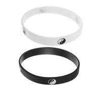 BESPORTBLE 2 pièces Bracelets Tai Chi Silicone Sports et Danse Joncs Feng Shui Mixte Blanc et Noir Adaptés pour Activités et Exercices