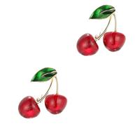 BESPORTBLE 2 Pièces Broche cerise épingle à nourrice broches de mode pour les femmes broche épingle cerise goupille d'écharpe Pin de cerise pour les femmes insignes de broche cuivre