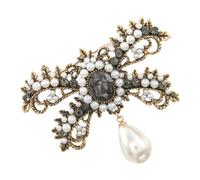 BESPORTBLE 2 Pièces Broche perle en alliage broche exquise broche nœud en alliage Broche élégante broche en tissu broche incrustée de strass Materbe Doré