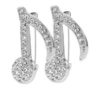 BESPORTBLE 2 Pièces broche symbole de musique Épingle à cravate musicale Accessoires de robe de soirée épinglettes en strass décor de notes de musique épingle à nourrice badge Broches Silver
