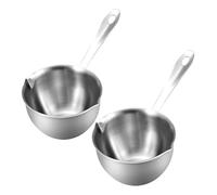 BESPORTBLE 2 Pièces Casserole Mini Inox avec Bec Verseur Anti-éclaboussures Poêle Profonde Polyvalente pour Chauffe Lait Beurre Sauce et Chocolat Base Stable pour Cuisson Précise