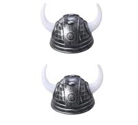 BESPORTBLE 2 Pièces chapeau de corne caches bœuf casque viking avec accessoires de fête buffle décor accessoires vikings avec corne pour halloween Plastique Noir