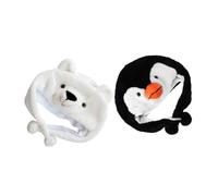 BESPORTBLE 2 pièces Chapeau Garçon Fille Peluche Pingouin et Ours Bonnet Chaud Hiver Design Mignon et Extensible Accessoire Ludique pour Halloween Noël et Usage Quotidien