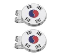 BESPORTBLE 2 Pièces Clip Casquette Golf Météo avec Marqueur Magnétique Rond Drapeau Corée pour Golfeurs et Portable Fixation Sécurisée Chapeaux
