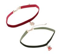 BESPORTBLE 2 pièces Collier de avec Pendentifs Clochettes et Chaînette Velours Ornement Décoratif Rouge et Vert Accessoire Élégant pour Fête de